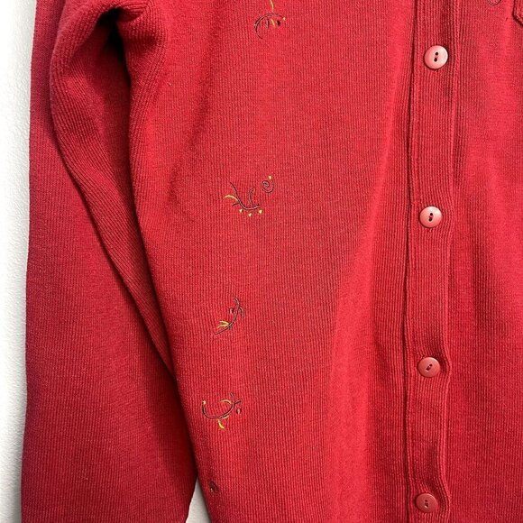 Disney Womens Winnie the Pooh Piglet Embroidered Ribbed Sweater SZ L Red Button - Picture 6 of 12